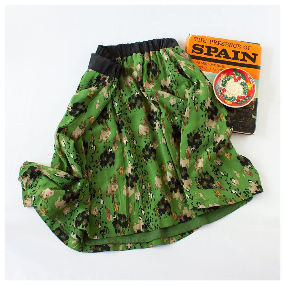 Jaloux green silk skirt